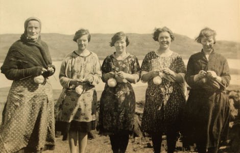 Shetland Knitters. They held the balls of wool with their little finger. 