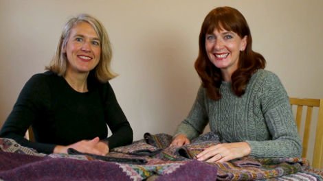 Marie Wallin and Andrea in Lerwick, Shetland during the Shetland Wool Week 2017